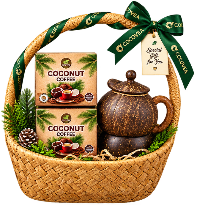 Gift Set A coconut coffee gift in a basket